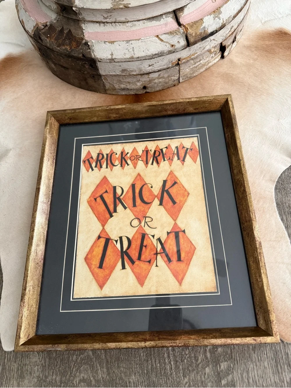 Trick or Treat Framed Wall Art - Orange Halloween Print